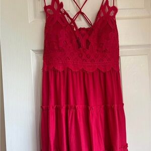 Red Lace Summer Dress: Juniors XL